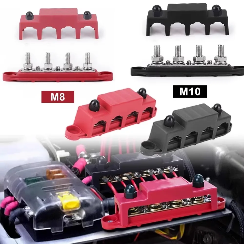 T4M10 600A Power Distribution Block Bus Bar Car Terminal Block with Cover 4xM10
