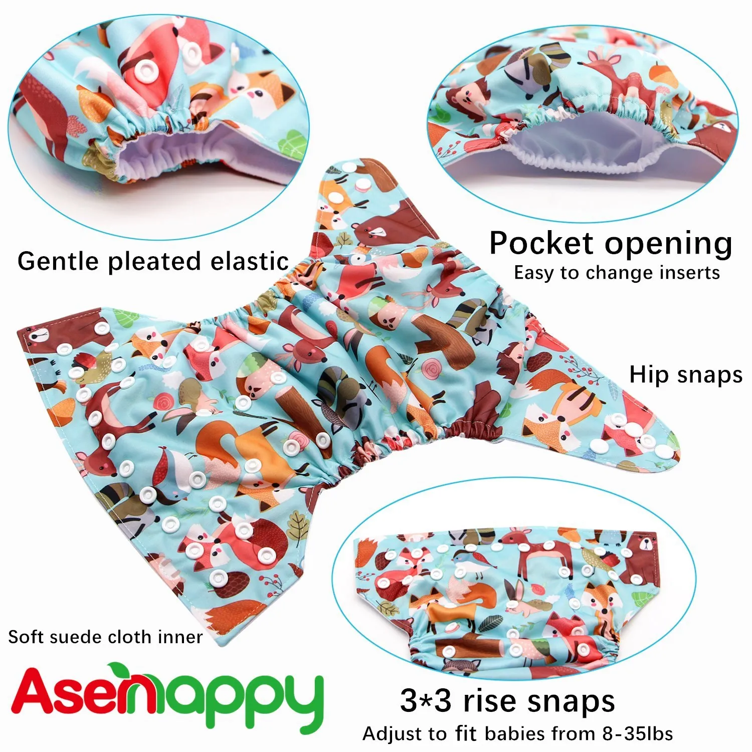 2023 1pcs/set Washable Eco-friendly Baby Cloth Diaper Ecological Adjustable Nappy Reusable Diaper Fit 0-2year 3-15kg