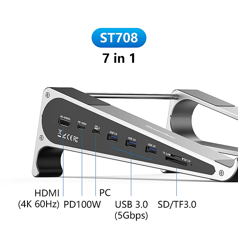 Lanshuo notebook docking station bracket HDMI + DP three-screen different display Gigabit network port card reader USB3.0 splitt
