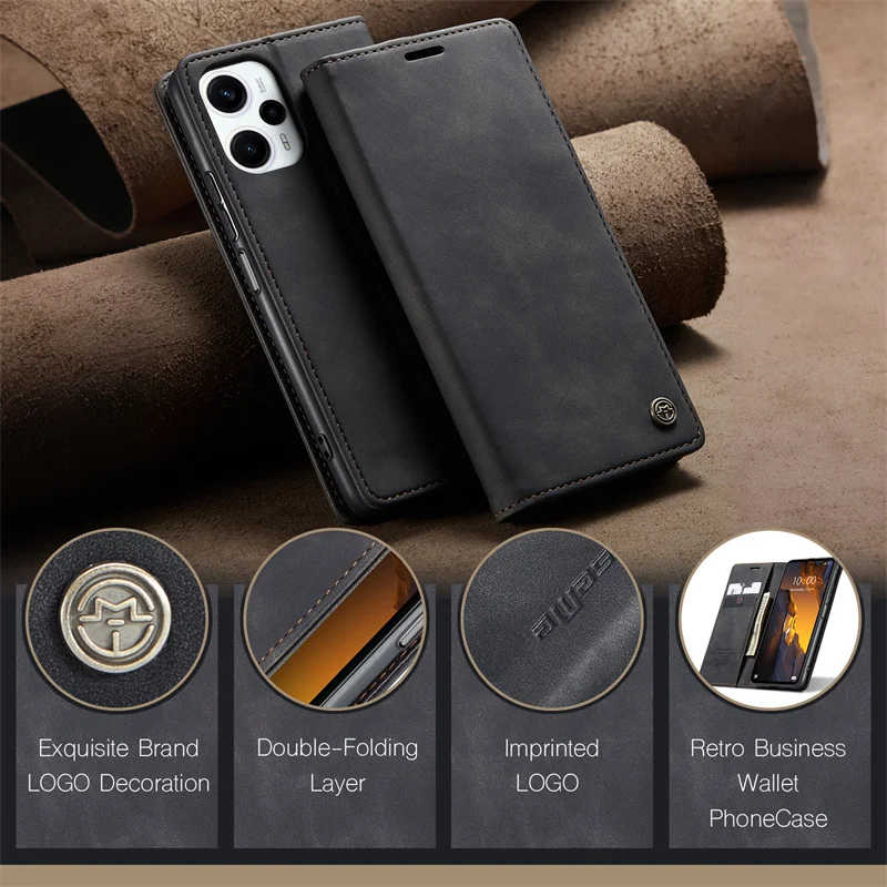 

Retro Leather Wallet Card Slot Case Magnetic Flip Cover For POCO F5 F3 X5 Redmi Note 12 Turbo 11s Xiaomi 12 13 12T Pro