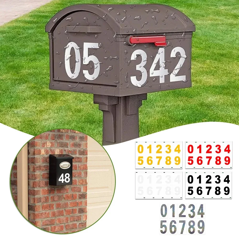 1PC PVC Self-adhesive Reflective Number Paper Mailbox Numbers Decal Elegant Style Waterproof Number Decals Sticker for Home Deco