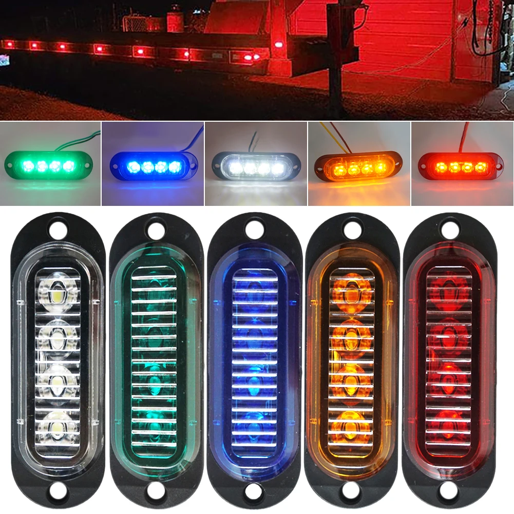 

10PCS Warning Light 4LED Car Trailer Side Marker Lamp 12V-24V Indicator Light 90LM Rear Light Waterproof Trailer Truck Lorry