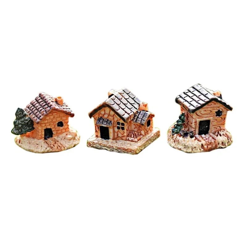 5Pcs Mini Doll House Stone House Resin Decorations for Home and Garden DIY Home and Garden DIY Decorations(Style Random)