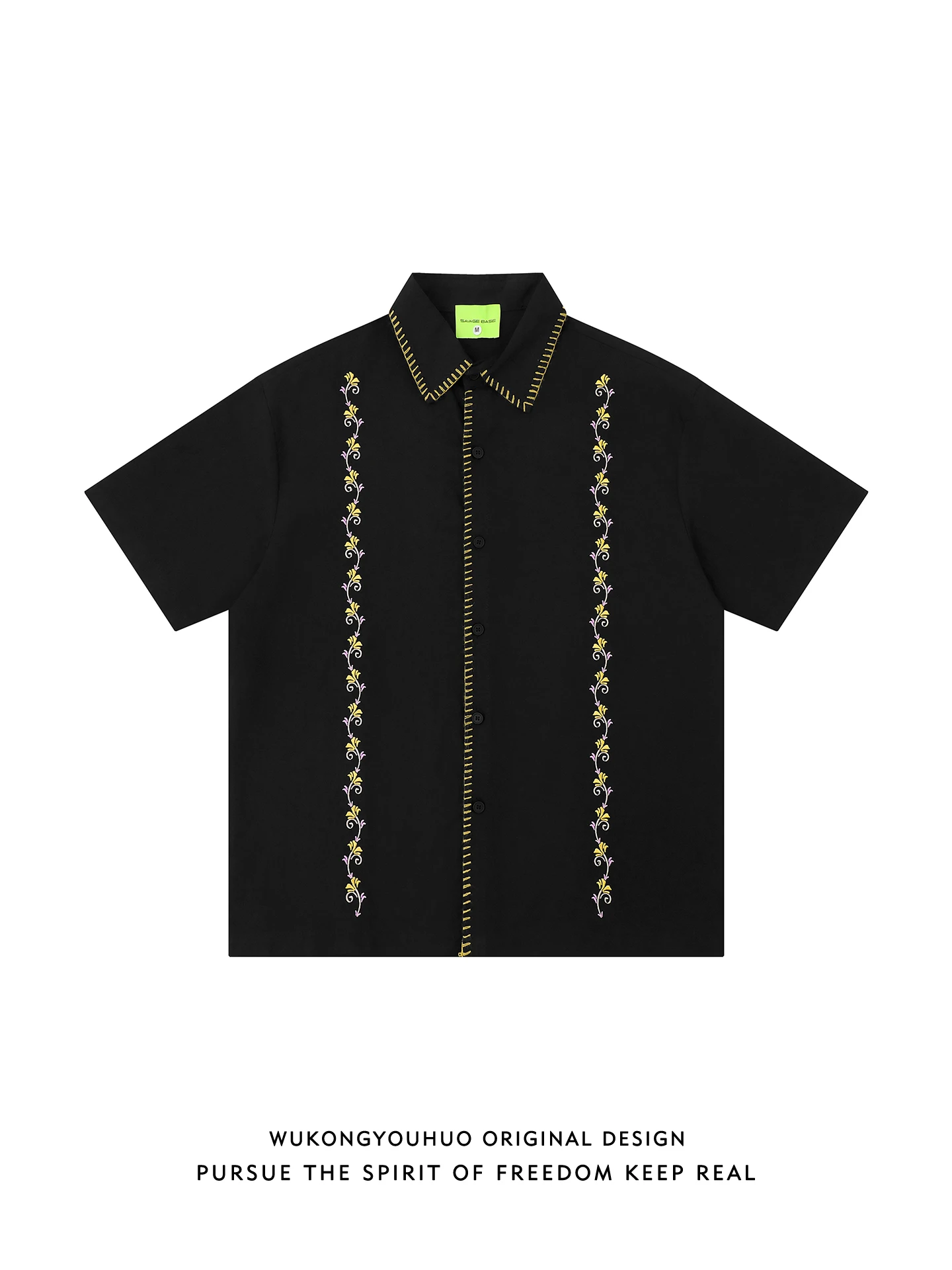 

Summer Casual Loose Men's ort Sve irt Embroidery Design Trendy American Sle Couple's f Sve Blouse Youth Wear