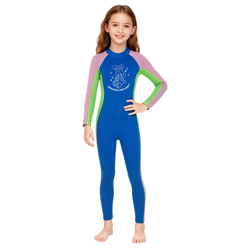 Kids Wetsuit,2.5mm Neoprene Diving Suit for Child,Full Body Swimsuit for Girls and Boys,Long Sleeve One Piece Wet Suit Back Zip