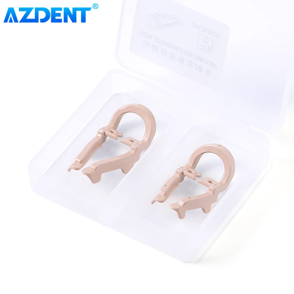 2PCS/Set Dental Dam Rubber Clamp AZDENT Distal Extension Premolar Dam Clips Barrier Size Long Short Dentistry Teeth Repair Tools