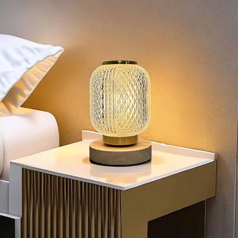 Nordic LED Crystal Table Lamps Battery USB Power Interior Lighting Night Light Bedroom Living Bedside Home Decoration Desk Lamp