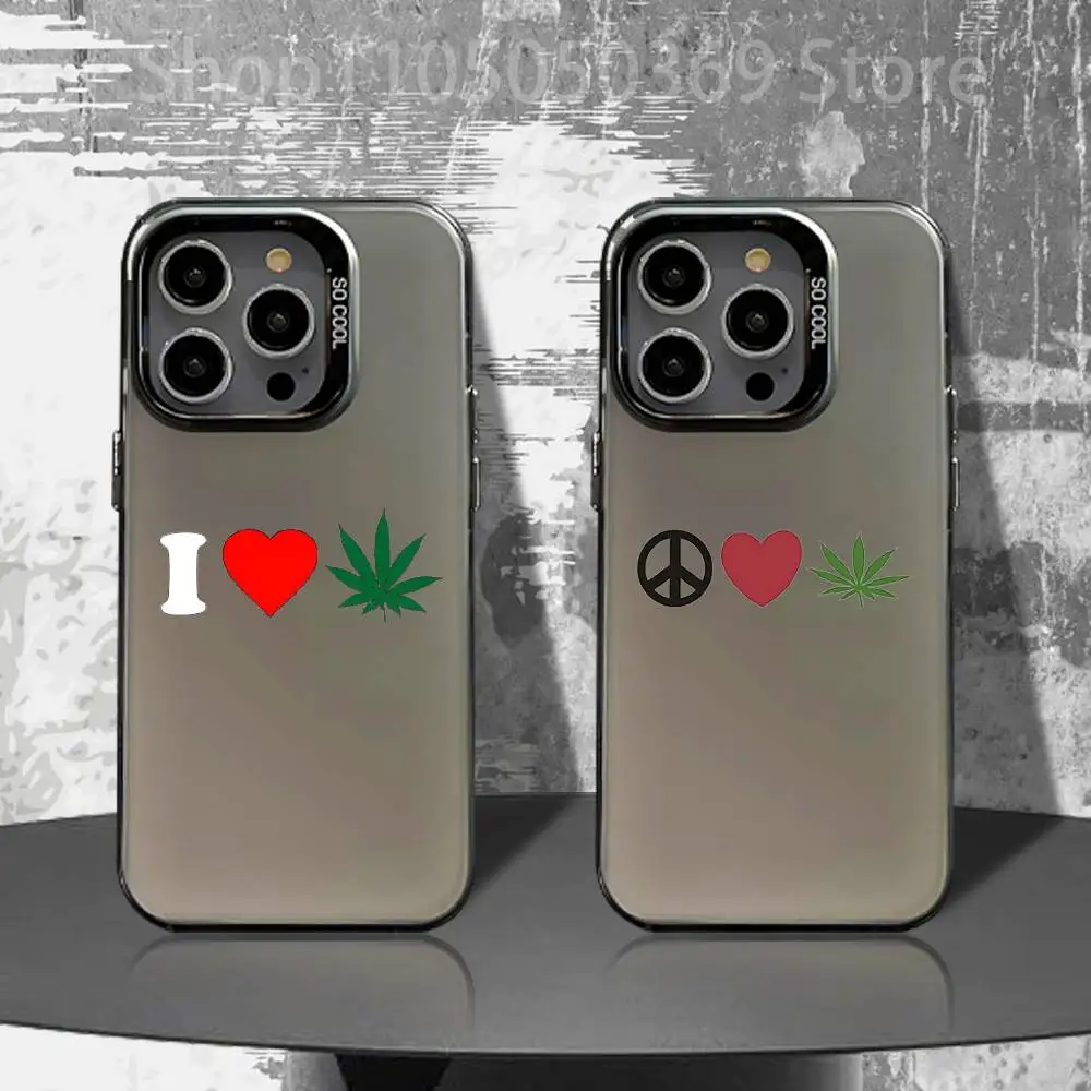 

Leaf Weed 420 Smoking Phone Case For iPhone 16,15,14,13,12,11,Pro,XS,Max,Plus,Mini,SE4,E Black Matte Shockproof Cover