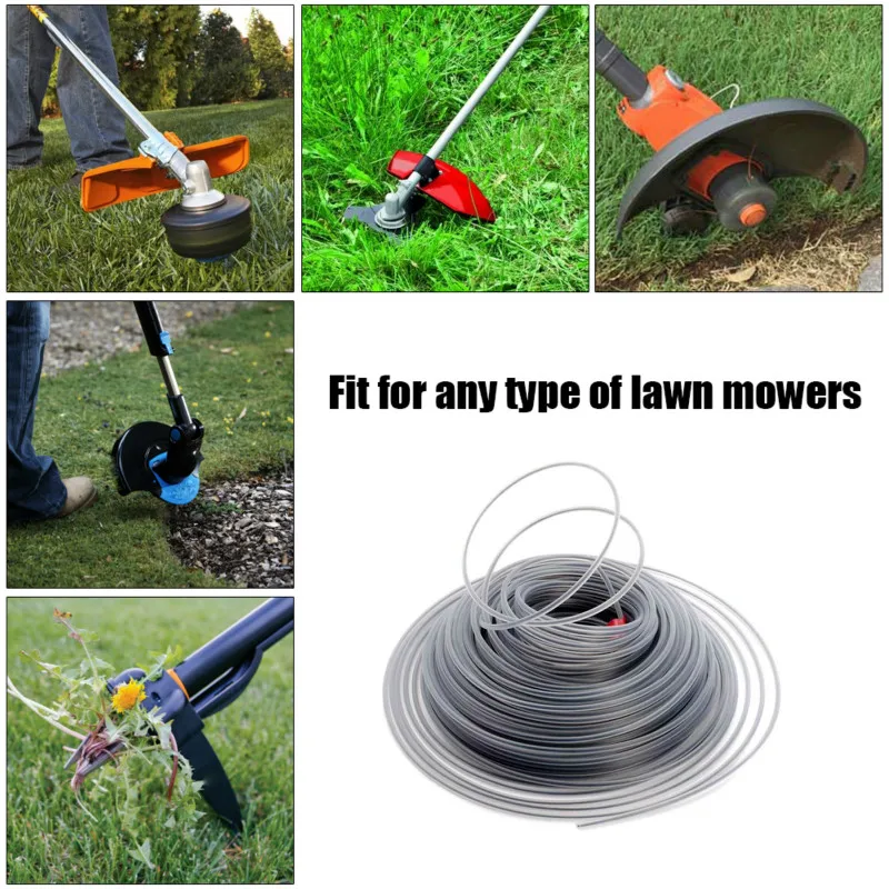 Lusqi 5m/10m/15m Stahldraht Nylon Grass ch neider Linie Freis ch neider Trimmer Seil Rasenmäher Schnur lange runde Rolle Gras Ersatz