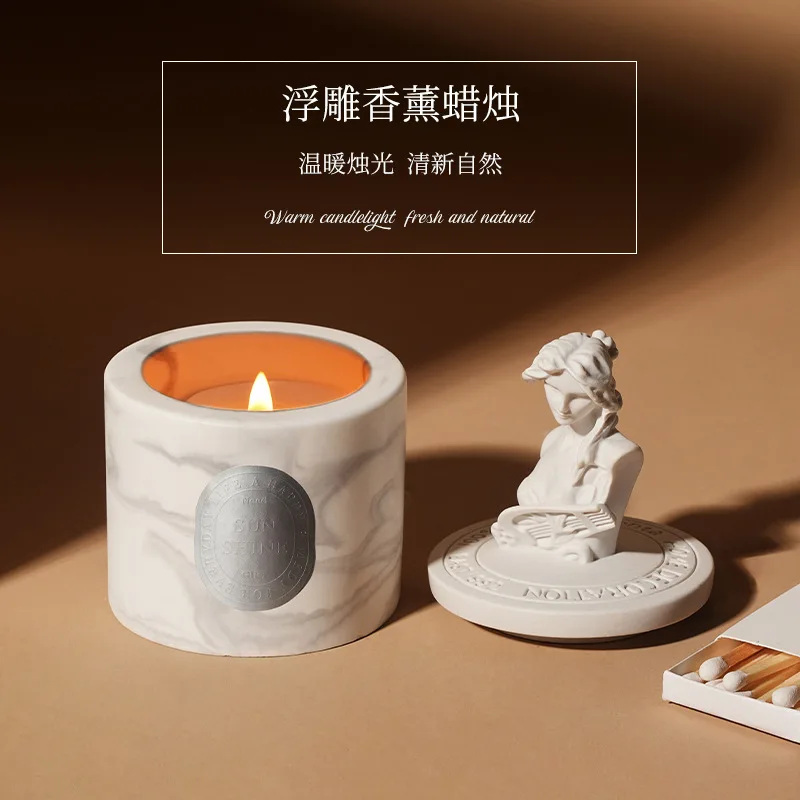 Gypsum relief cup souvenir, niche birthday gift, bedroom home lasting fragrance ornament