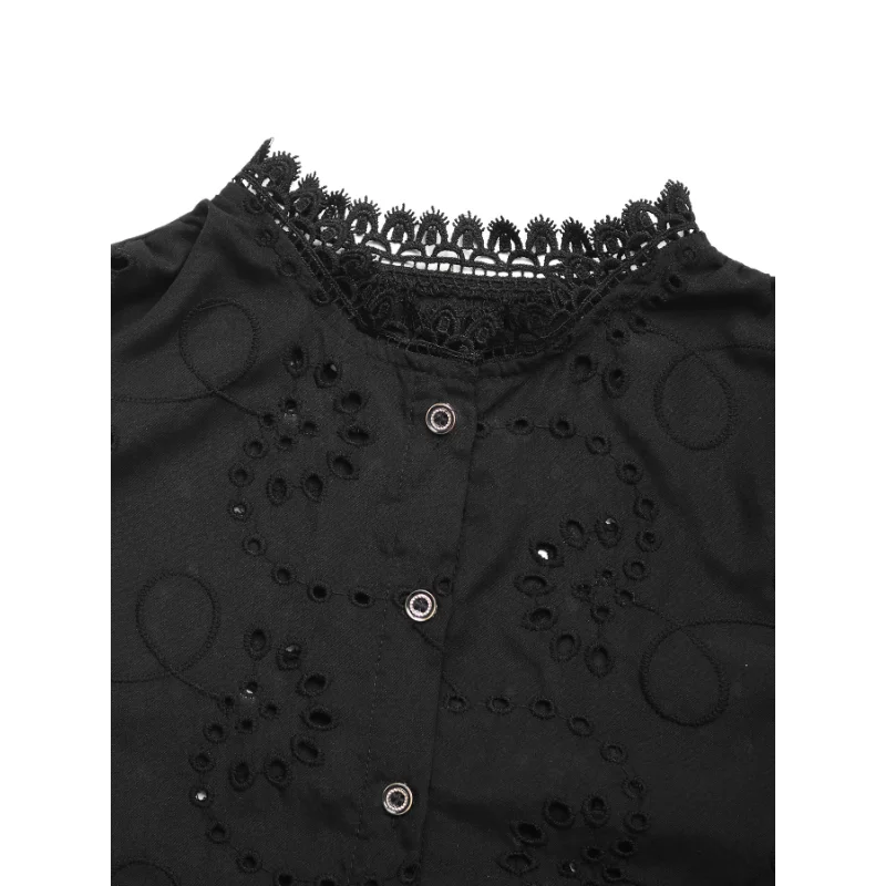 2025年秋新作 無地レース切り替えシャツトップス レディース