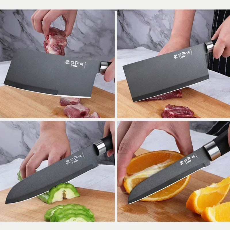 High quality Black Steel Knife set Home multi-functional sharp Bone cutting knife, chef's slicing knife, kitchen accessories