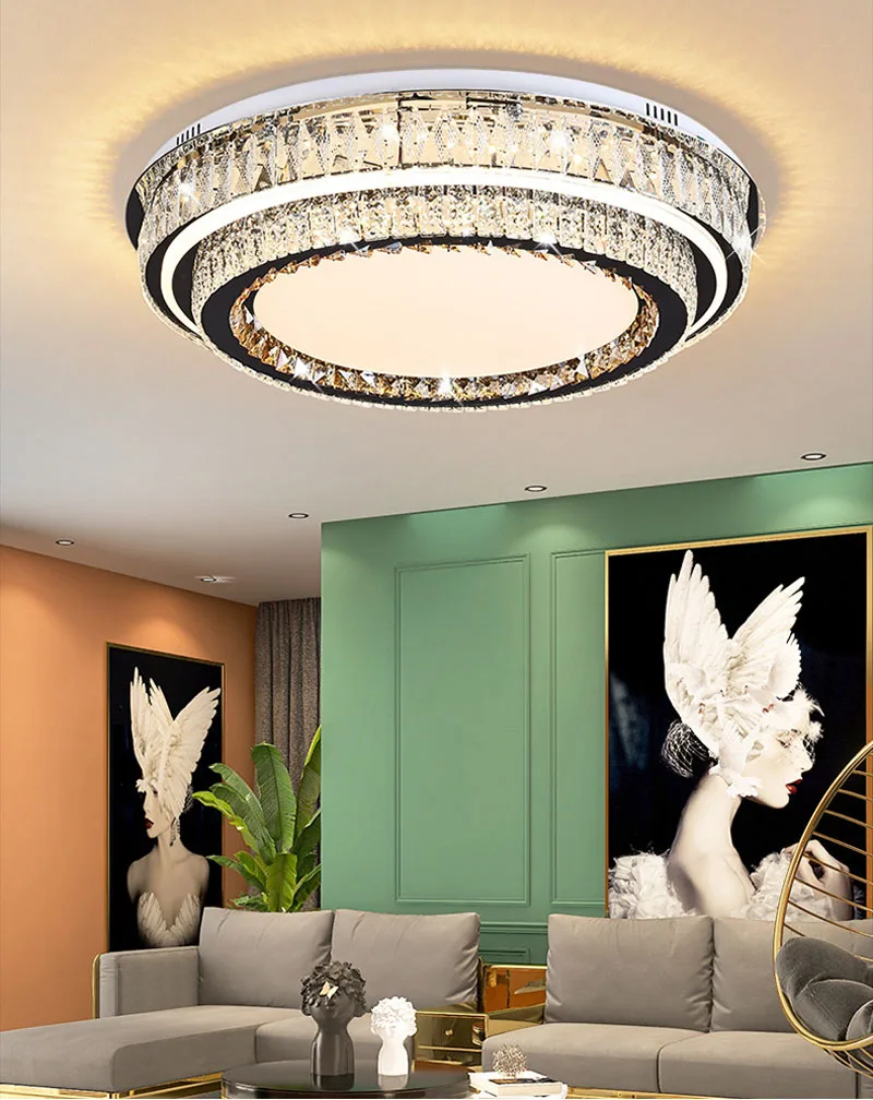 Crystal Stainless Steel Luxury Ceiling Chandelier Gold Modern LED Light Home Decor K9 Crystal Gloss Living Room Bedroom