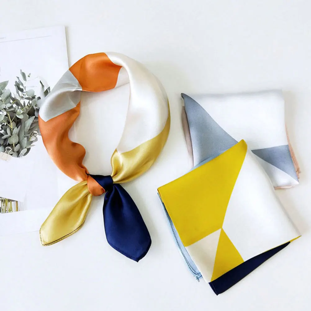 

1Pcs Silk Shawl Women Fashion Square Towel Pink Gray Exquisite Smooth Breathable Headscarf for Party Travel Work Female Silk