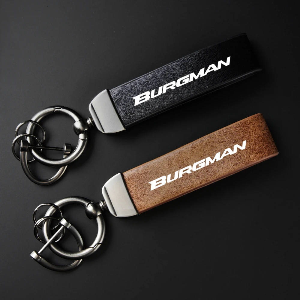 For SUZUKI BURGMAN AN125 AN200 AN250 AN400 AN650 AN 650 High-Grade Leather Motorcycle Keychain Holder Keyring Accessories