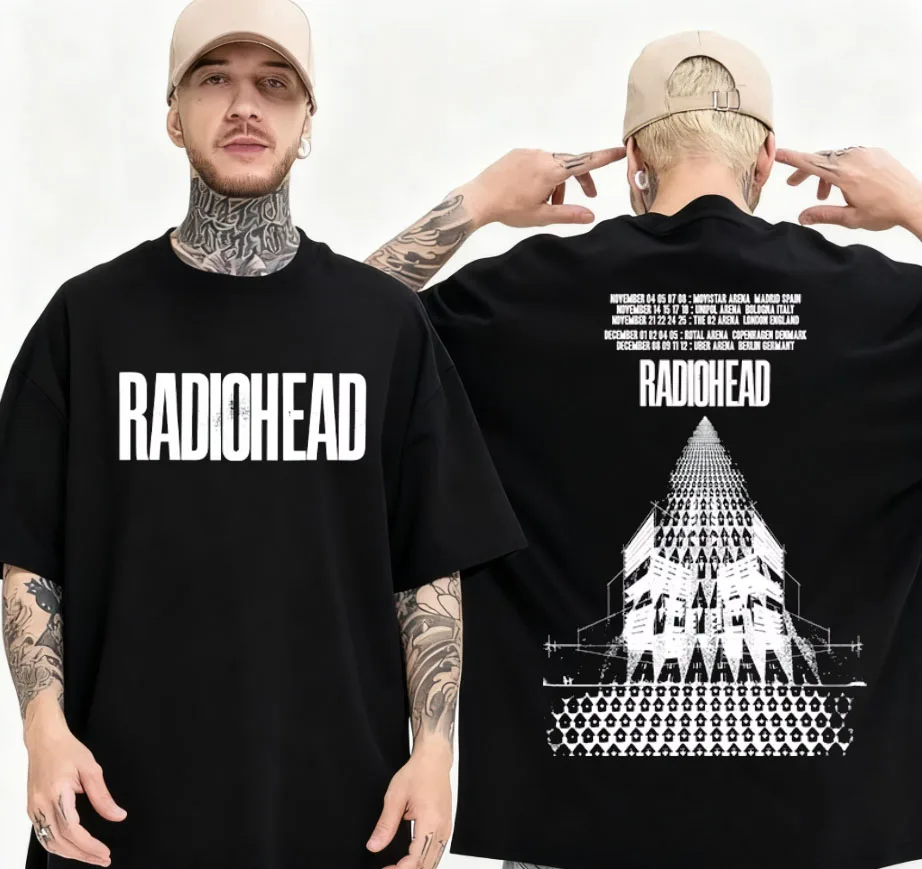 2025 راديو قائد العودة إلى أوروبا جولة تي شيرت الرجال موضة القطن تي شيرت صيف جديد Harajuku الشارع الشرير الموضة