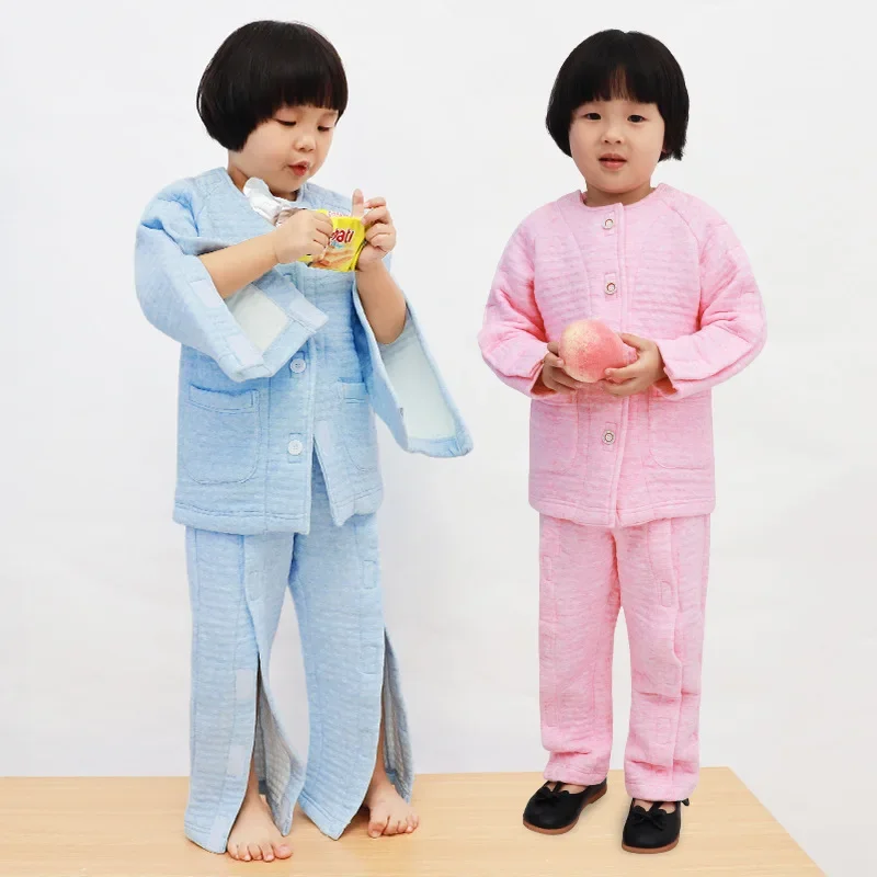 

Children's fracture care clothes plaster hands and feet, easy to wear remove pajamas inpatient hospital clothes full open