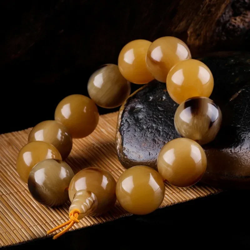 UMQ Natural Consumption Horn Beads Bracelet Carved Horn Barrel Beads Bracelet Beads Diameter about 1.2-2.5cm