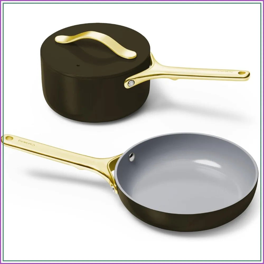 Non-Stick Ceramic Mini Cookware Set, Small Pots and Pans for Kitchen Cooking