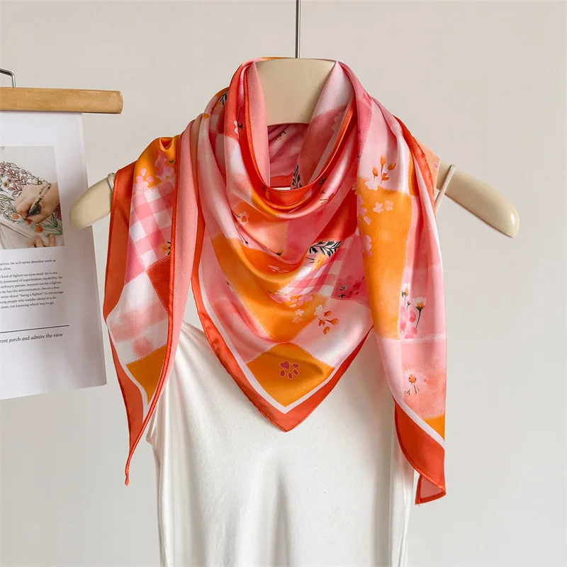 Women Long Scarf Stylish Sun Block Shawl Print Wrap Plaid Female Bandana Casual Daily Outdoor Kerchief Decoration Muffler