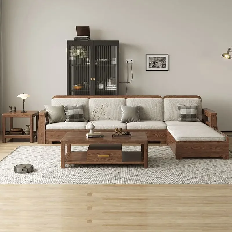 أريكة خشبية صلبة حديثة وبسيطة، وغرفة معيشة صغيرة، وتخزين الشتاء والصيف، والأميرة الزاوية #5