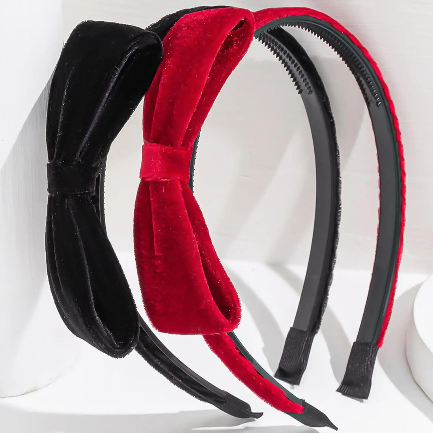 Women Velvet Bowknot Hairbands Red Black Elegant Party Headbands Korean Headwear Vintage Head Hoop Photo Props Accessories