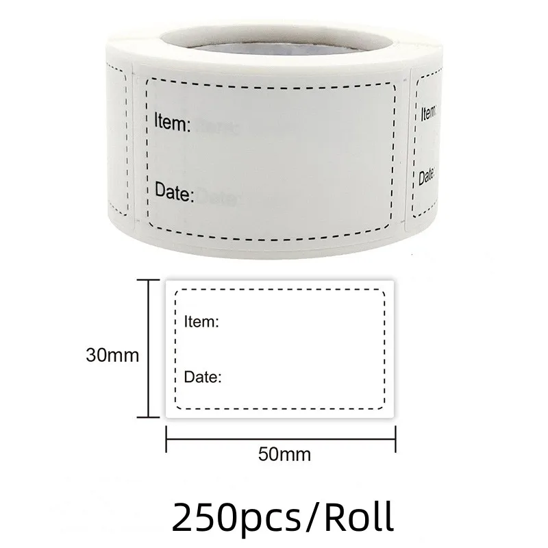 250pcs/roll Kitchen Date Roll Paper Label Waterproof Food Storage Stickers Removable Storage Sticker Freezer Labels