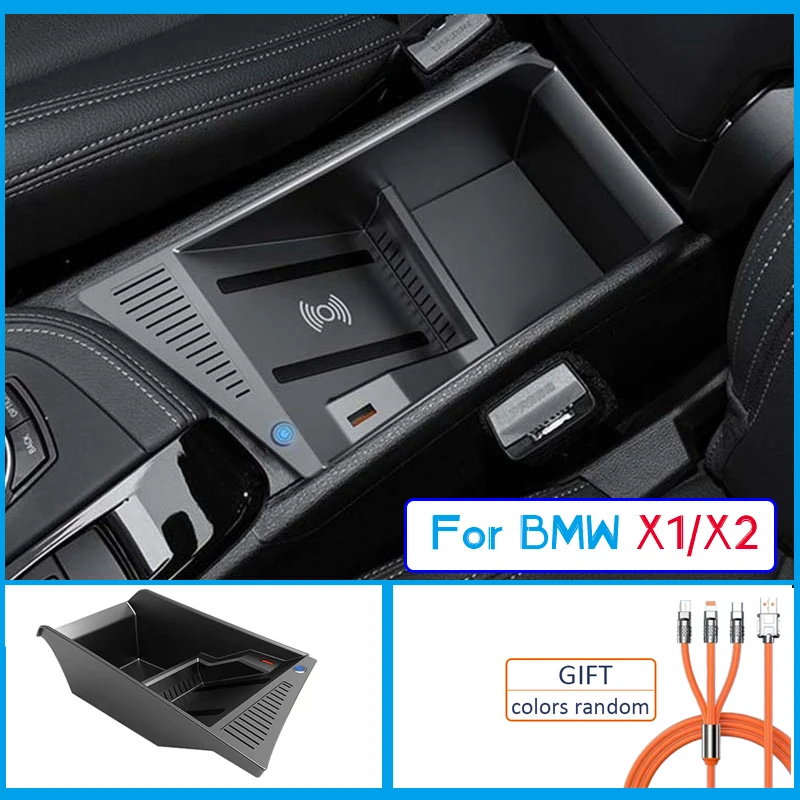 

Car Wireless Charger For BMW X1 F48 Storage Box 15W Mobile Phone Fast Charging Board Larger cigarette lighter modification