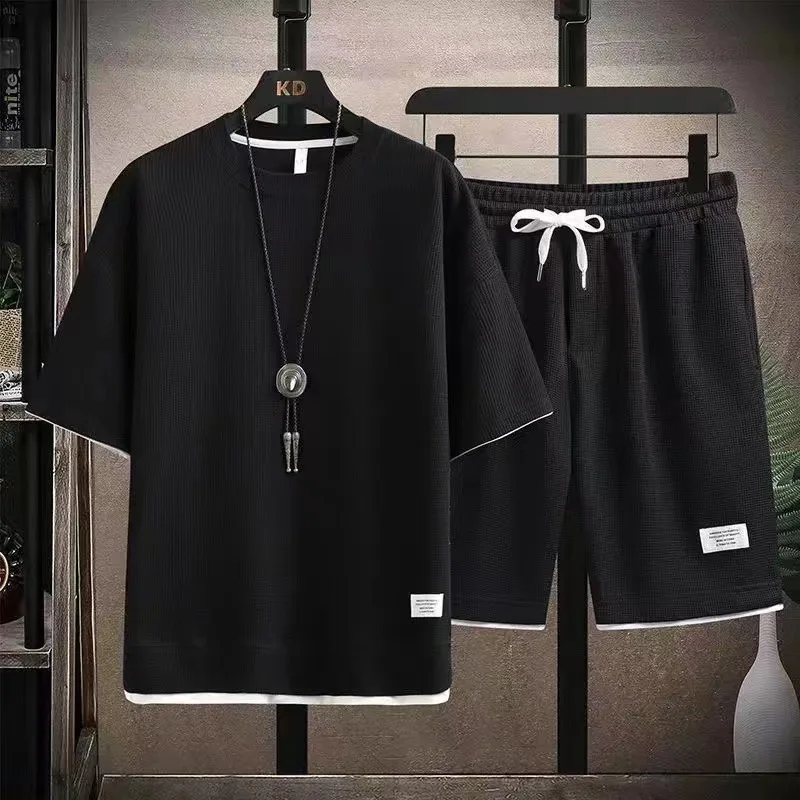 Conjunto de ropa deportiva de secado rápido para hombre, camiseta de manga corta de seda de hielo, pantalones cortos de entrenamiento de baloncesto