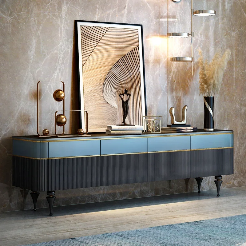 

Italian Light Luxury TV Cabinet and Tea Table Combination Villa Living Room Modern Minimalist