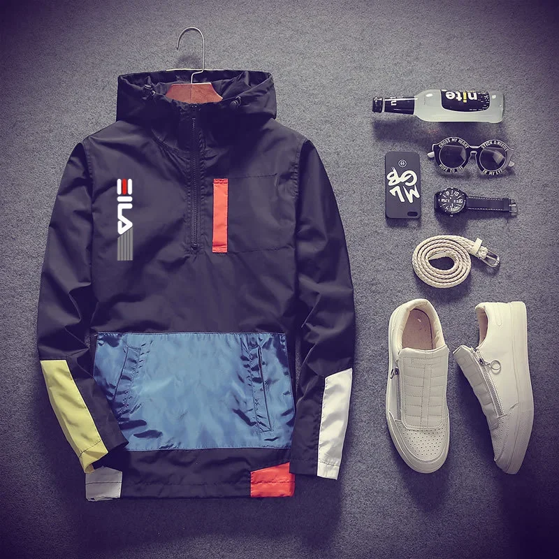 

2025 Spring and Autumn New outdoor hiking jacket, waterproof hooded windbreaker jacket, men's autumn casual fishing jacket