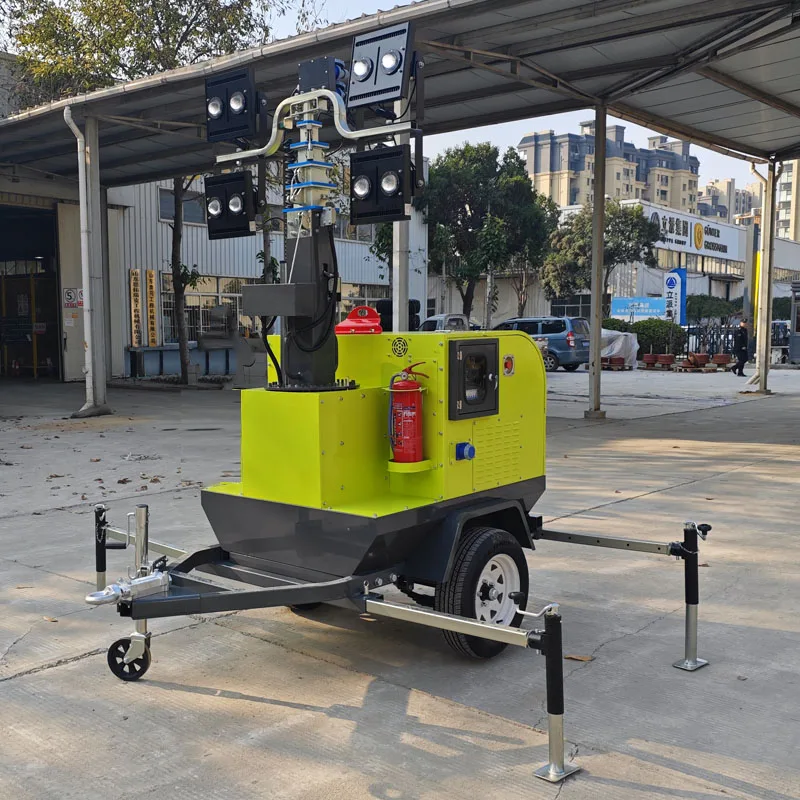 5m 7m 9m Adjustable LED Light Tower with Built-in Generator for Outdoor Events