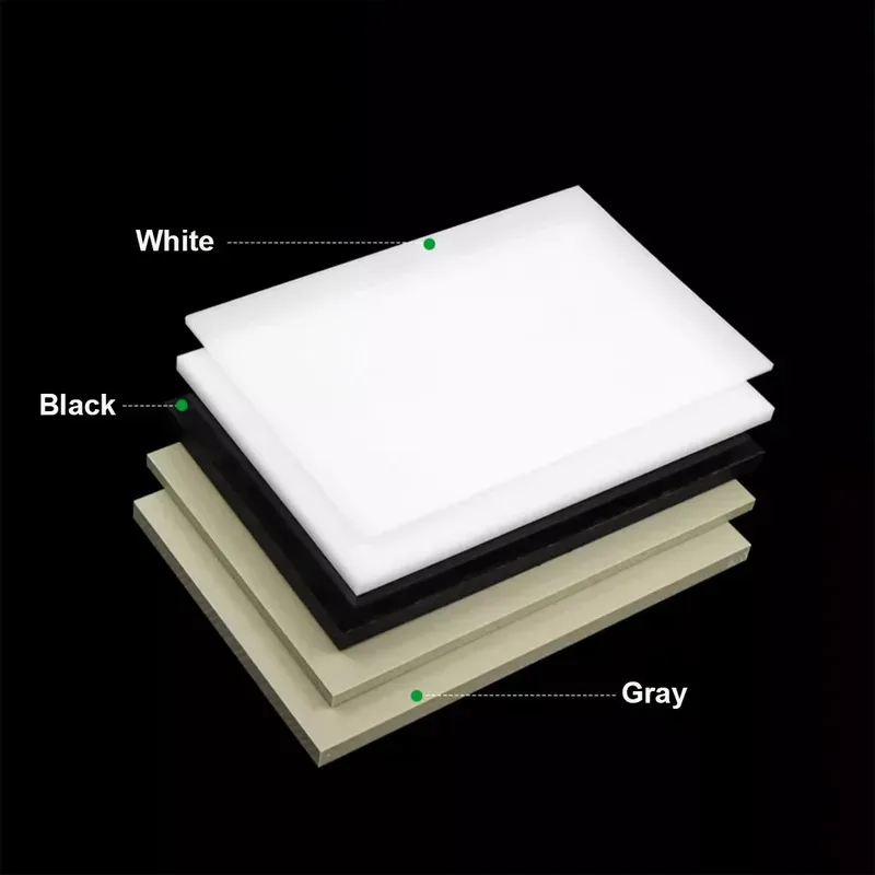 Food Grade PP Plastic Sheet Black White Gray 2-10mm Thick 200x200mm 210x297mm 300x400mm Sizes