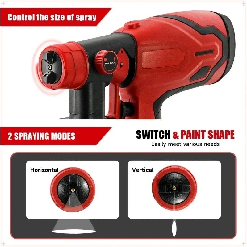 600W Paint Spray Gun 800ML Tank & 39000 RPM Brushless Motor Auto Furniture Wall Car Sprayer For Milwaukee 18V Battery