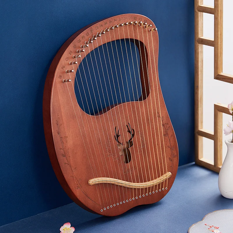 Lyre Harp 16 19 Strings Mahogany Wood Harp Piano 19 Strings Stringed Musical Instrument With Tuning Wrench Spare Strings