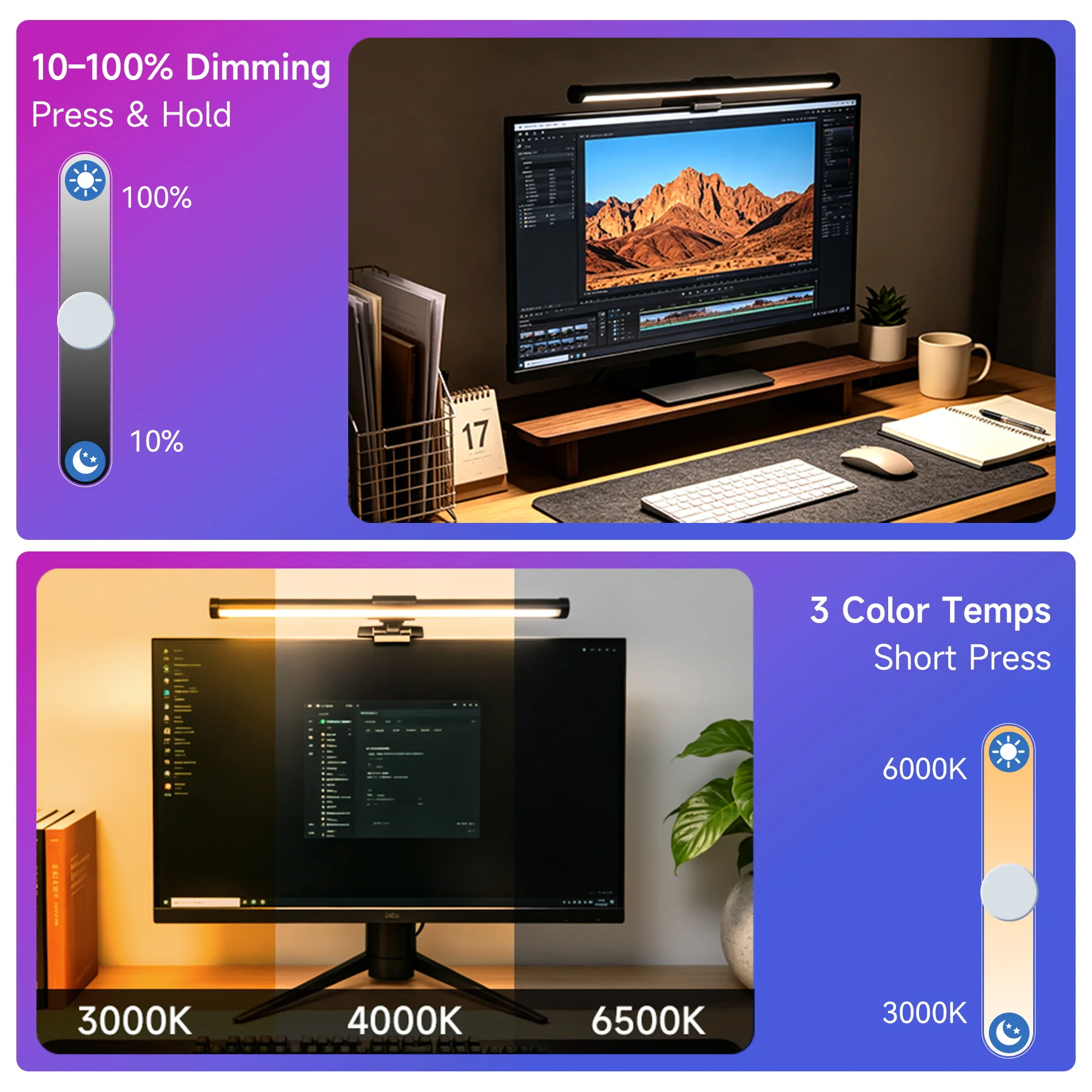 Led Monitor Light Bar Computer Lamps Reading Light Screen Hanging Desk Light Stepless Dimming Monitor For Bedroom Study Room