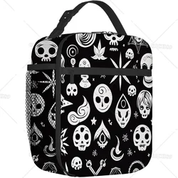 Skulls and Stars Insulated Lunch Bag Women Lunch Box for Men Portable and Reusable Cooler Tote Bag for Work Picnic Trip