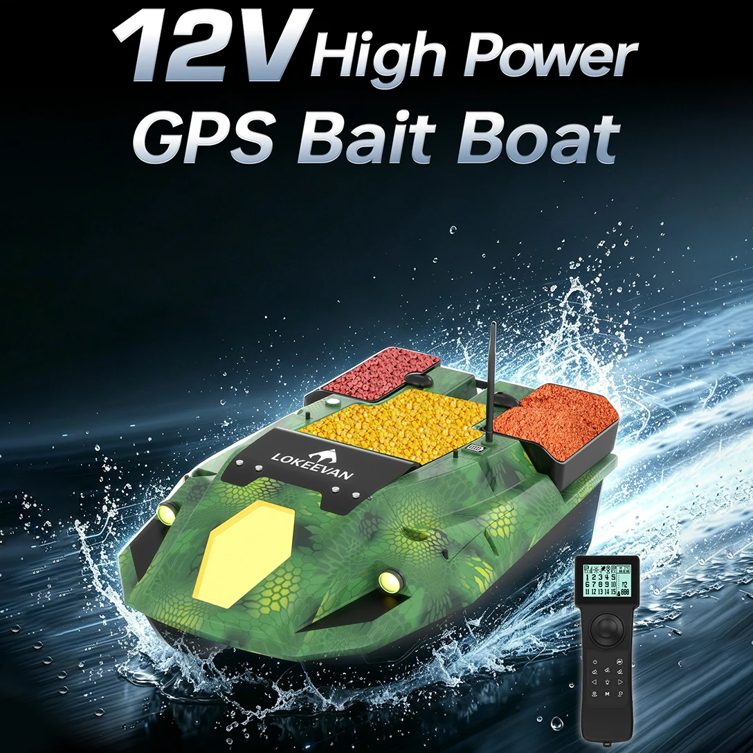D70E GPS RC Aasboot 600M Afstandsbediening Visboot met 100 GPS-punten, Diepte- en Watertemperatuurdetectie, 2,5KG Laadvermogen, Automatische Terugkeer Visvoerboot