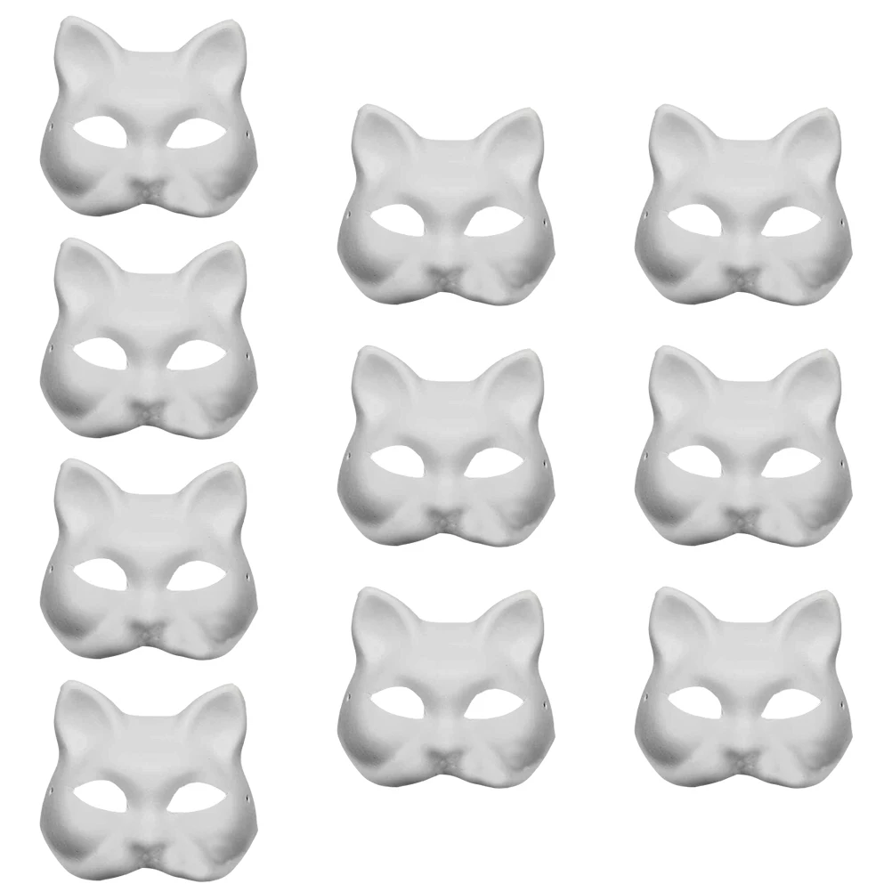 10 Stück DIY Malerei Cosplay DIY unbemalte Masken weiße venezia nische lackierbare Katze weißes Gesicht Papier masken lackier bares Papier