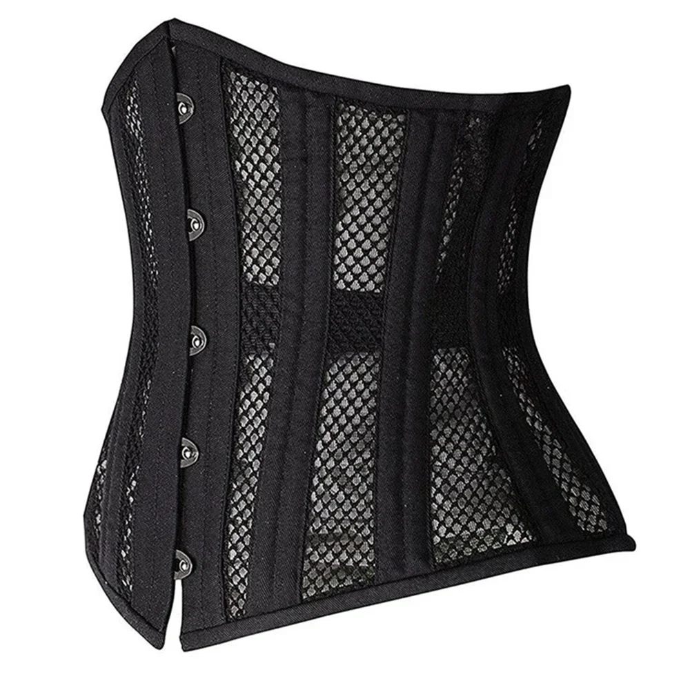 Underbust Corsets Women's Steel Boned Short Torso Breathable Mesh Waist Cincher Waspie Corset for Weight