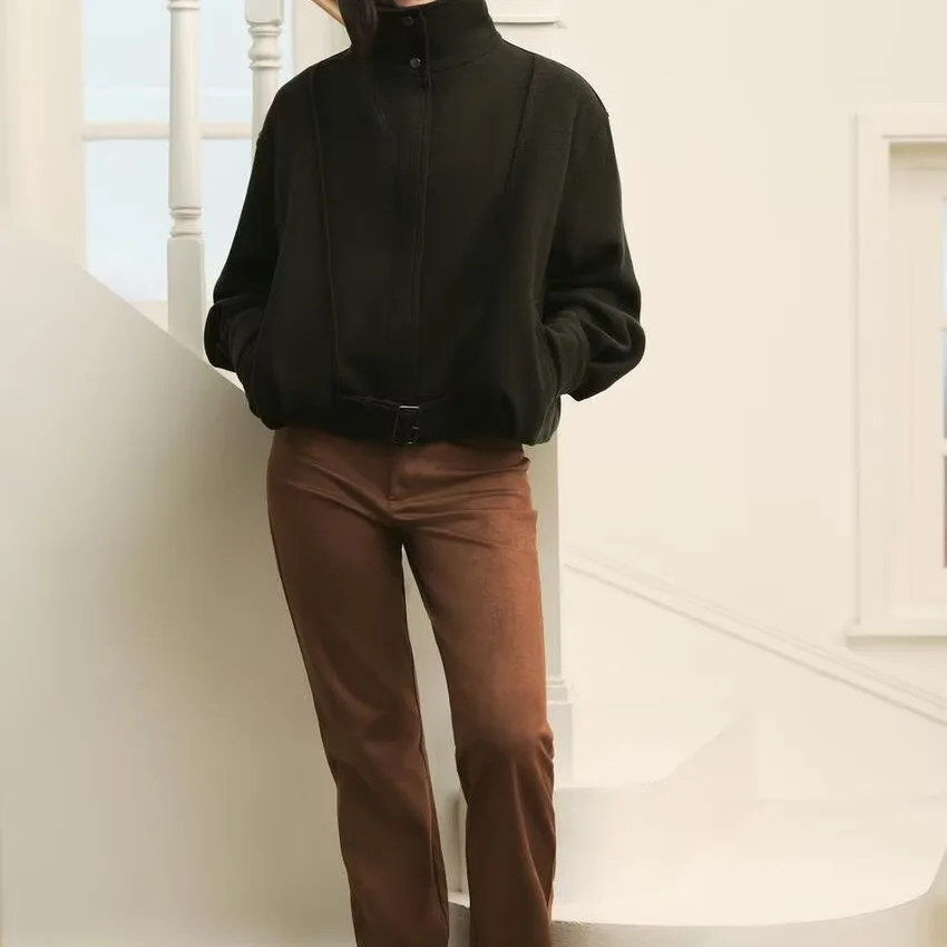 패셔너블한 울 파일럿 재킷 여성용 가을 신상품 2025 스트리트 스타일 롱 슬리브 버튼 클로저