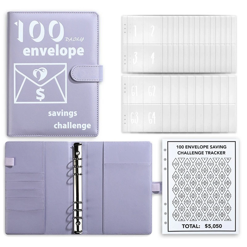 Challenge Budget Binder Notebook Savings Challenges 100 Envelope Easy and Fun Way To Save $5,050 Binder with Cash Envelopes