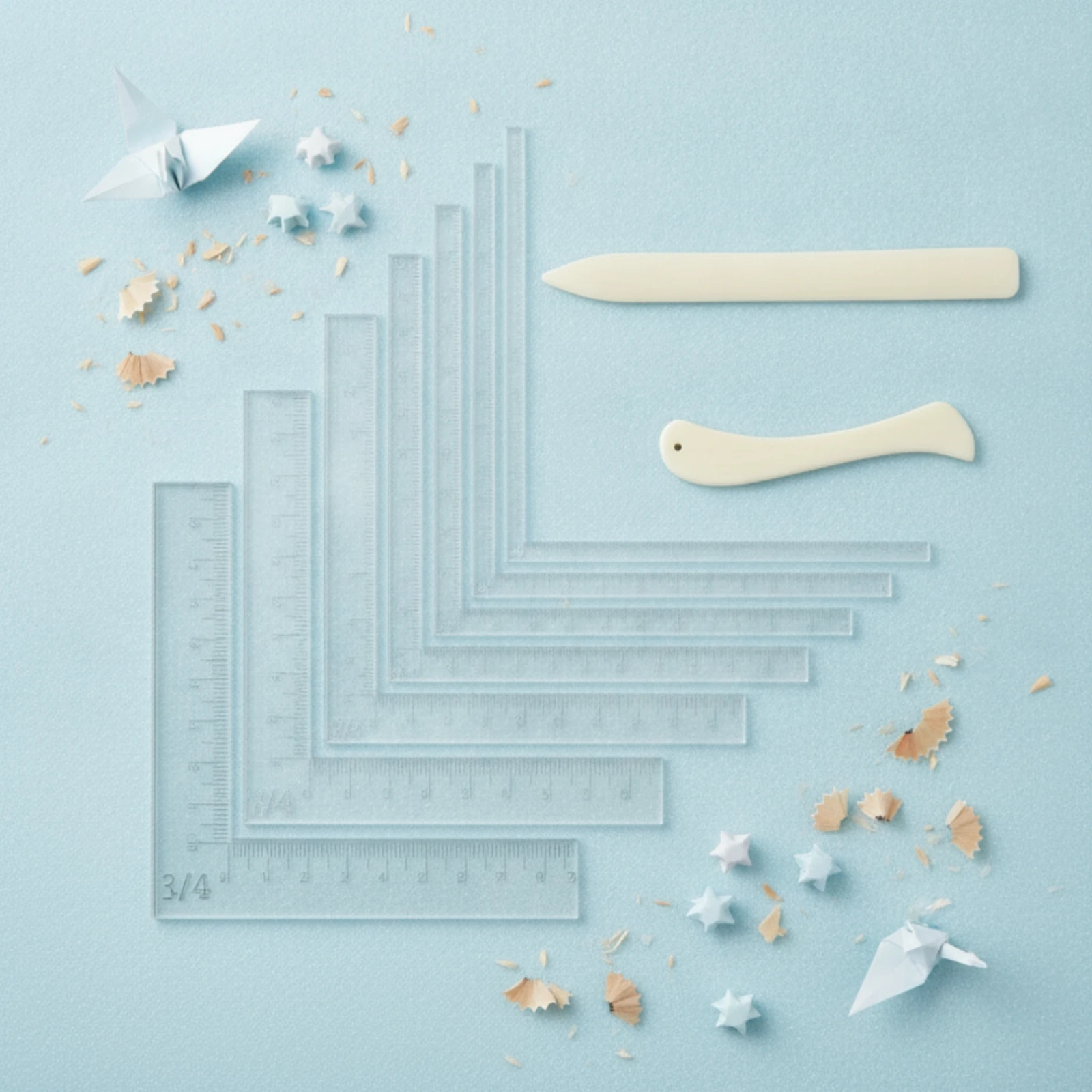 ペーパーカッター付き定規-クリアl字型定規-測定ツール-コンパクトプラスチック製-クラフト、工作、diyプロジェクト用