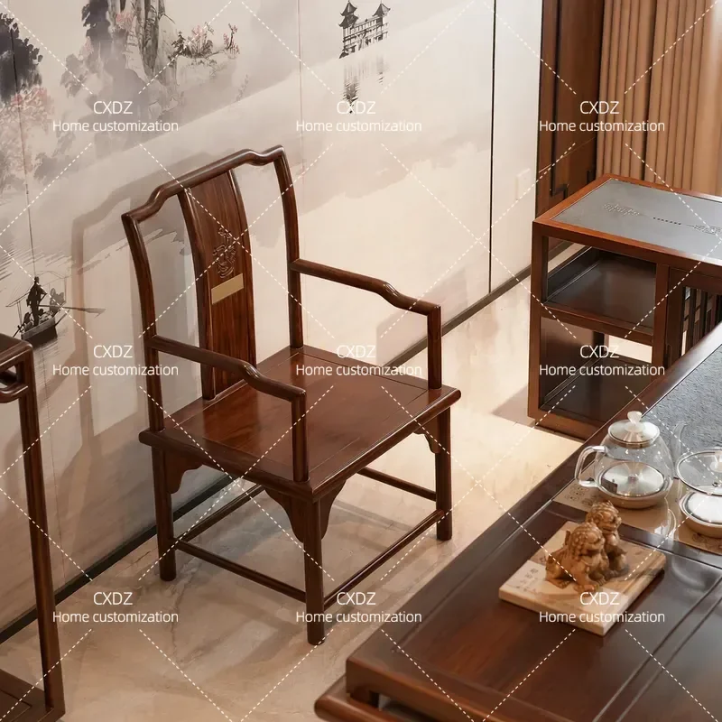 Solid Wood Tea Table and Chair Set High End Zen Style Taishi Chair for Tea Drinking Room Furniture