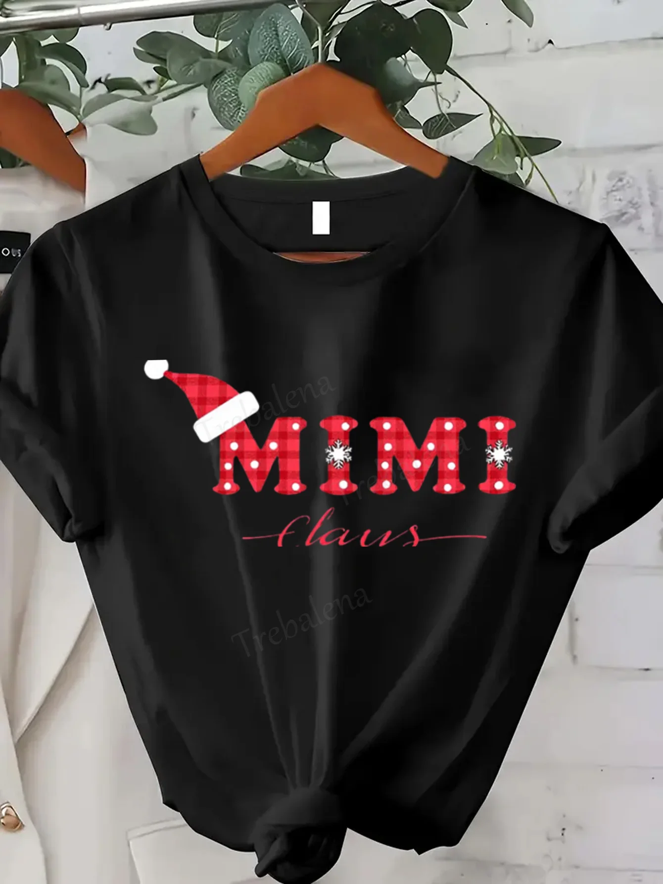 

Women T-shirt Mimi Claus Christmas Tee - Festive Red Plaid Print