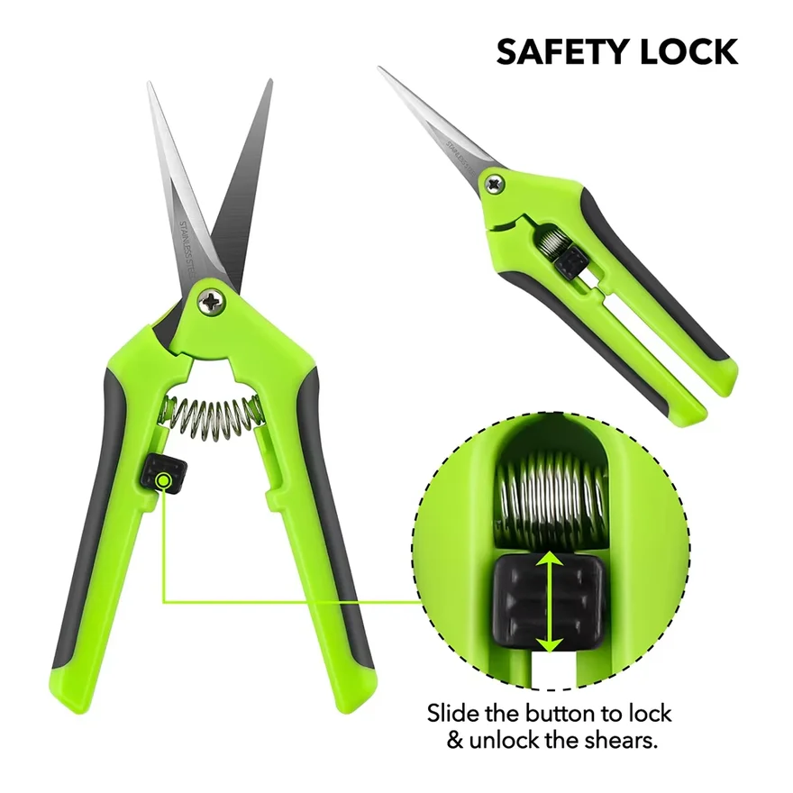 Garden Pruning Shears Set - Stainless Steel Trimming Scissors for Flowers, Branches, Herbs with Non-Slip Ergonomic Handles