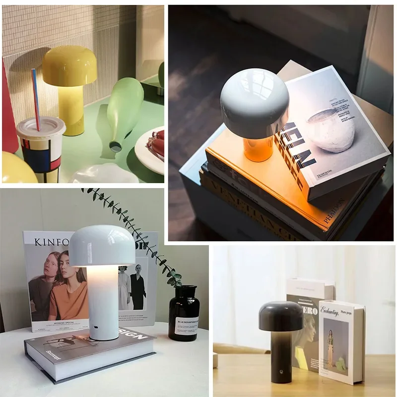 Unique Creativity Mushroom Table Lamp Italian Designer Night Light Portable Cordless Touch USB Rechargeable Bedside Desktop Lamp