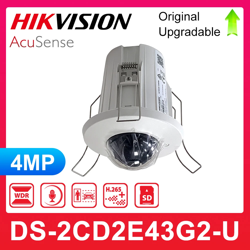 HIKVISION DS-2CD2E43G2-U International Version 4MP Built-in Mic CCTV Mini Dome In-Ceiling IP Camera Support PoE H.265 Security