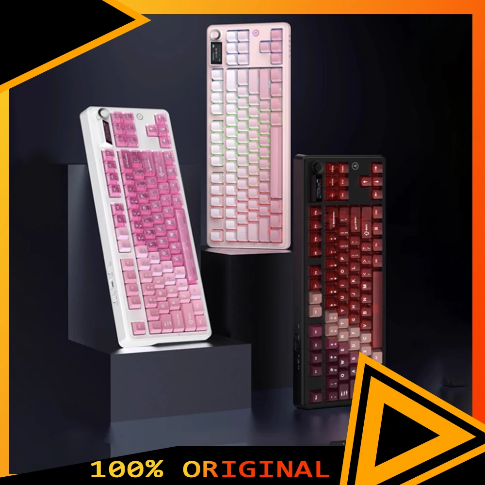 Teclado mecánico AJAZZ MK87, teclado inalámbrico RGB de tres modos para juegos, intercambio en caliente, 3 juntas, 10000mAh, PBT, accesorios para jugadores de PC, regalos