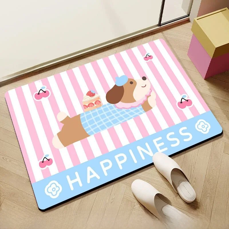 

Absorbent Batoom Mat Cartoon Sle Home Entrance Toilet Anti-Slip Floor Rug Qui Dry Foot Pad Silicon Dendroid Material